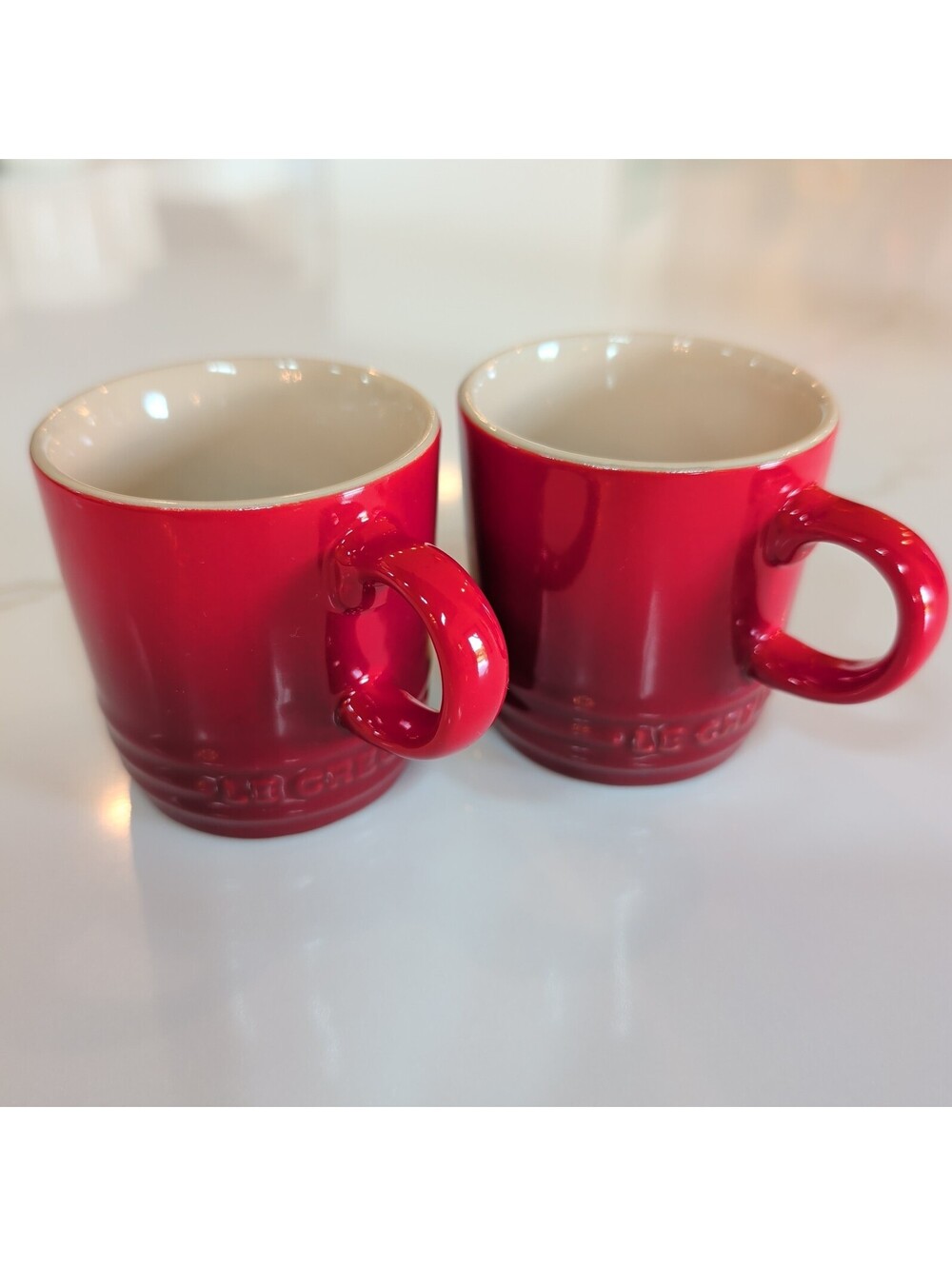 Le Creuset Cherise-Cherry Red Espresso Mugs Set Of 2 Stoneware
